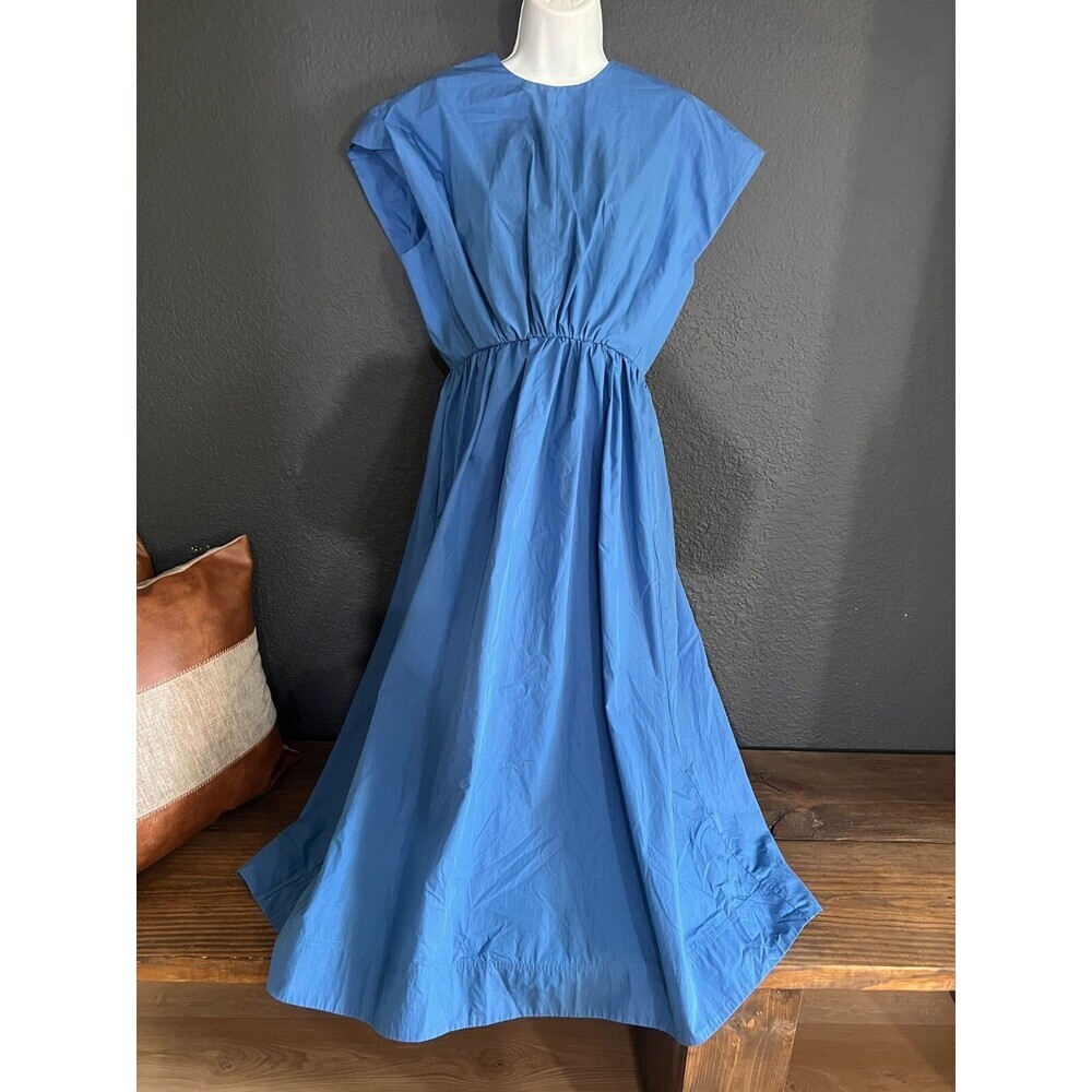 Co-Collections Women's Sleeveless Cotton Blend Midi Dress Blue S
